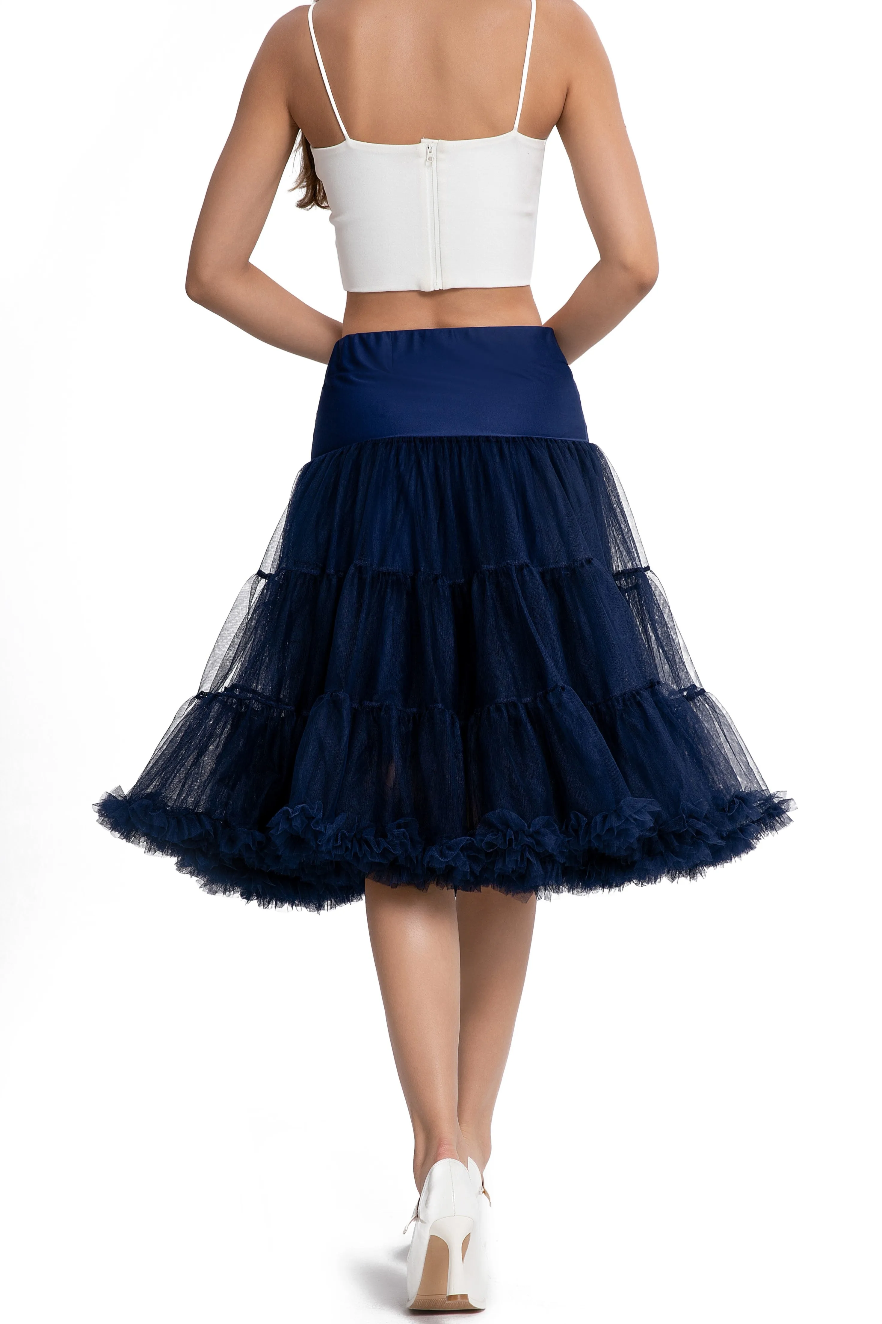 Fluffy Net Petticoat 25.5 In Navy Blue