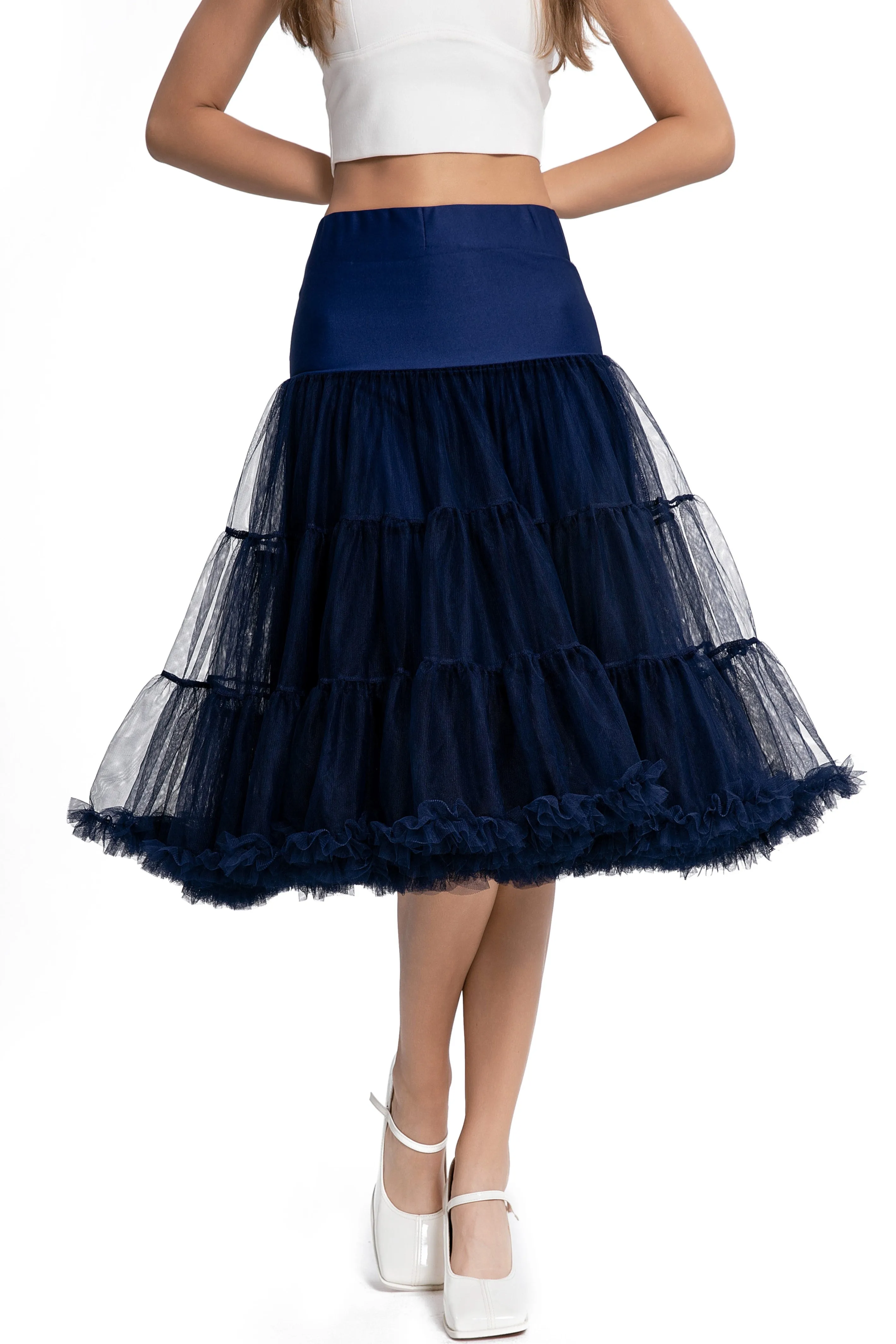 Fluffy Net Petticoat 25.5 In Navy Blue