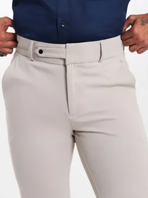 Foomer Grey Mid Rise Slim Fit Trousers For Men's