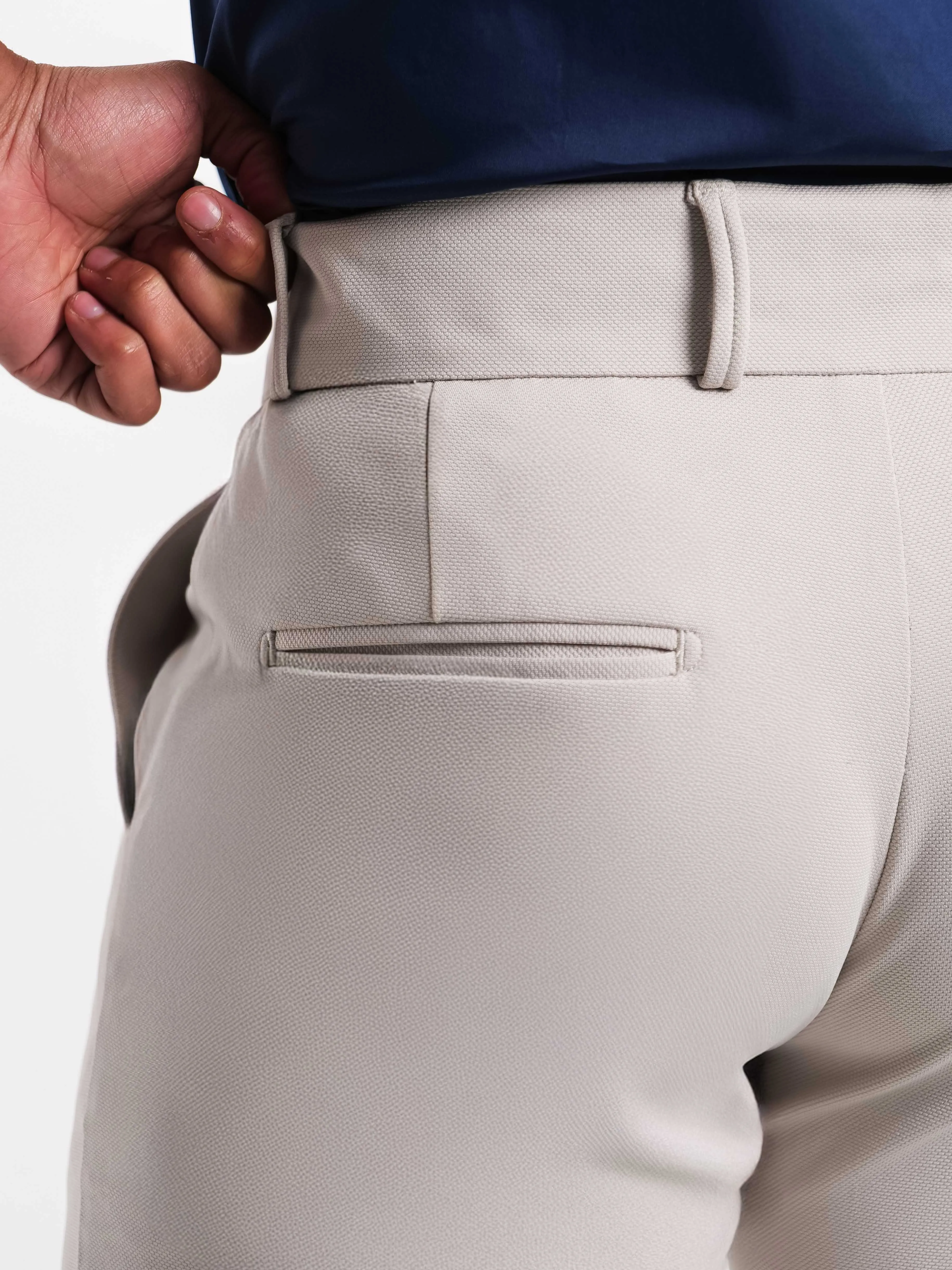 Foomer Grey Mid Rise Slim Fit Trousers For Men's