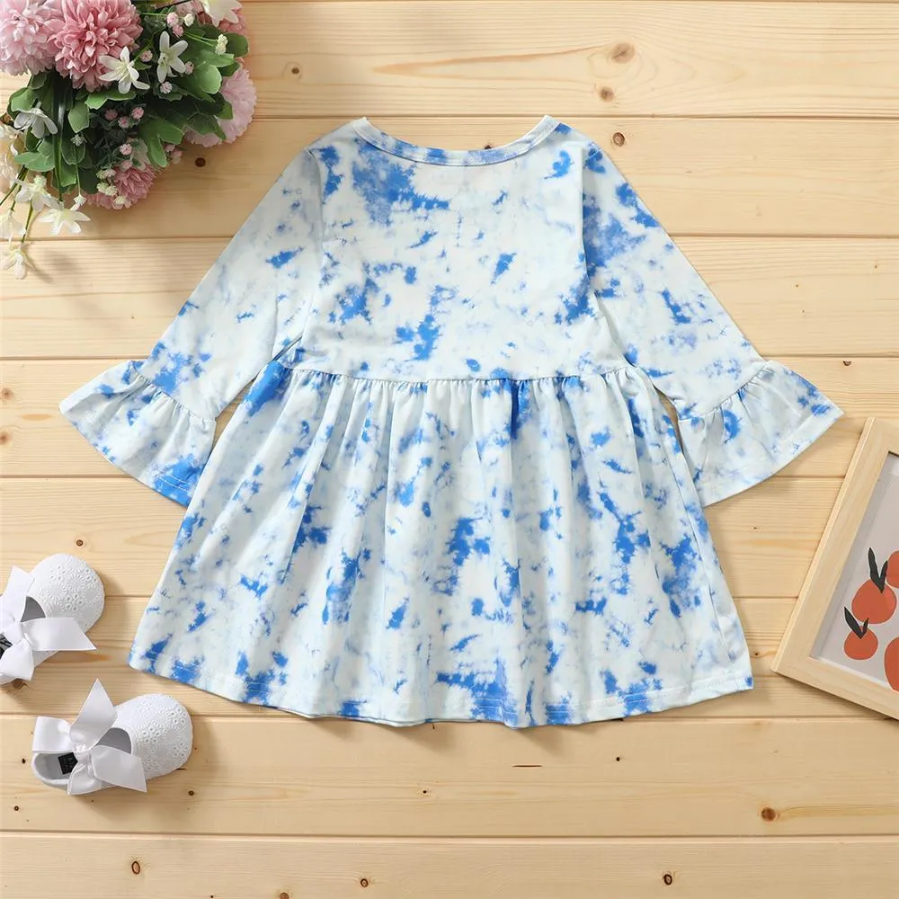 Girls Long Sleeve Tie Dye Casual Dress Girl Dresses Wholesale