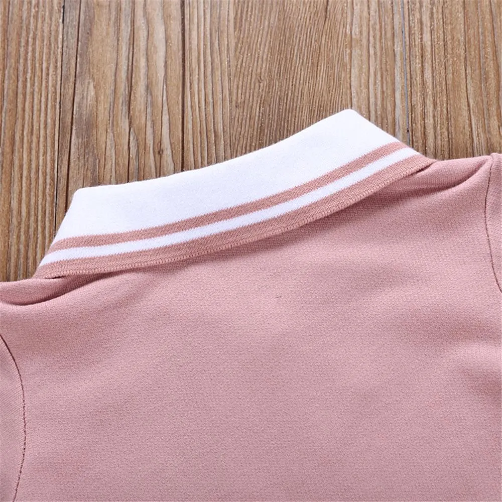 Girls Short Sleeve Lapel Cartoon Puppy Dress Wholesale Girl Dresses