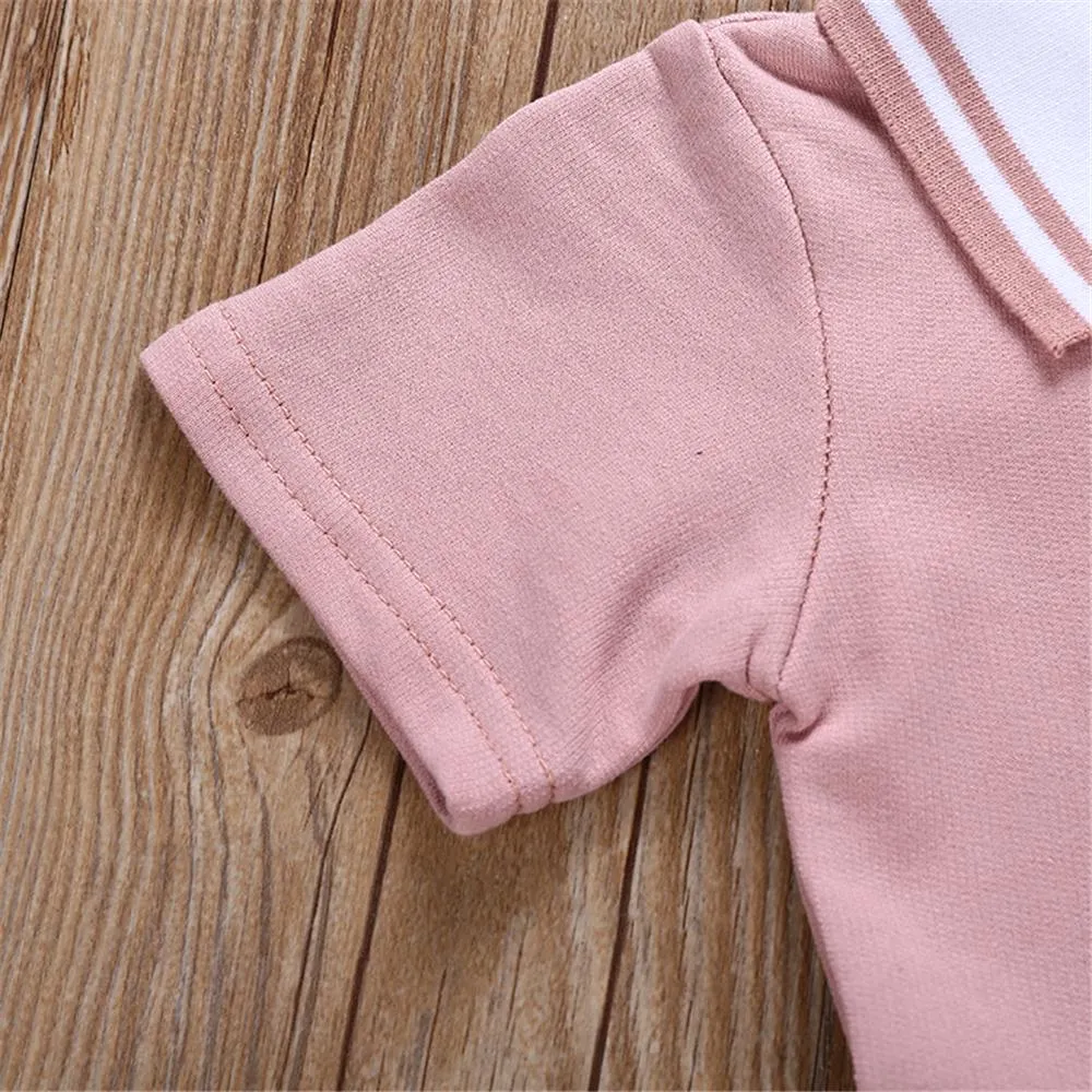 Girls Short Sleeve Lapel Cartoon Puppy Dress Wholesale Girl Dresses