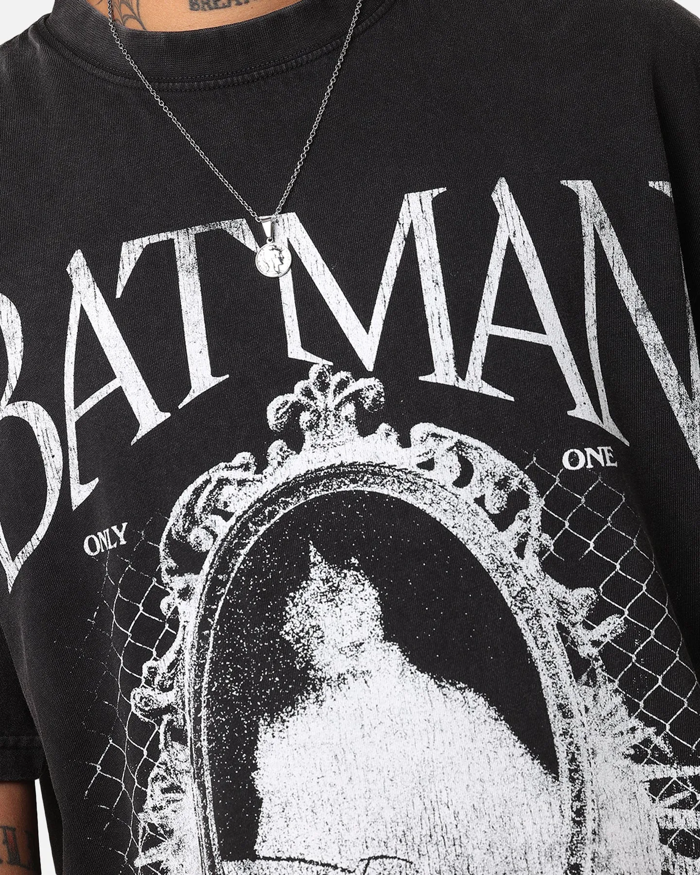 Goat Crew X DC Batman Mirror Vintage T-Shirt Black Acidwash