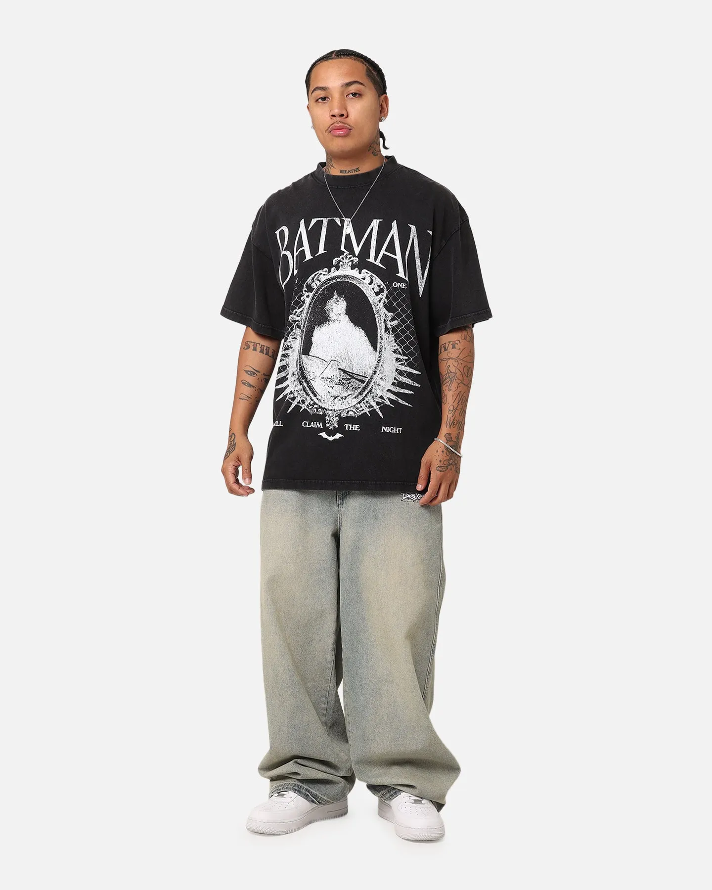 Goat Crew X DC Batman Mirror Vintage T-Shirt Black Acidwash