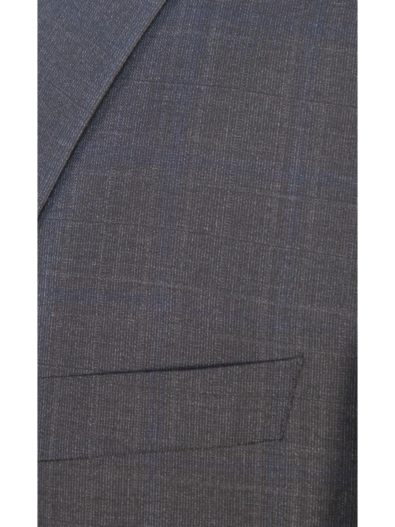 Hugo Boss Mens 42L Charcoal Plaid 100% Wool Slim Fit Two Piece Suit