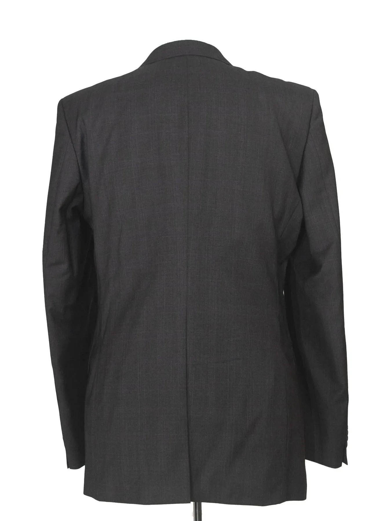 Hugo Boss Mens 42L Charcoal Plaid 100% Wool Slim Fit Two Piece Suit