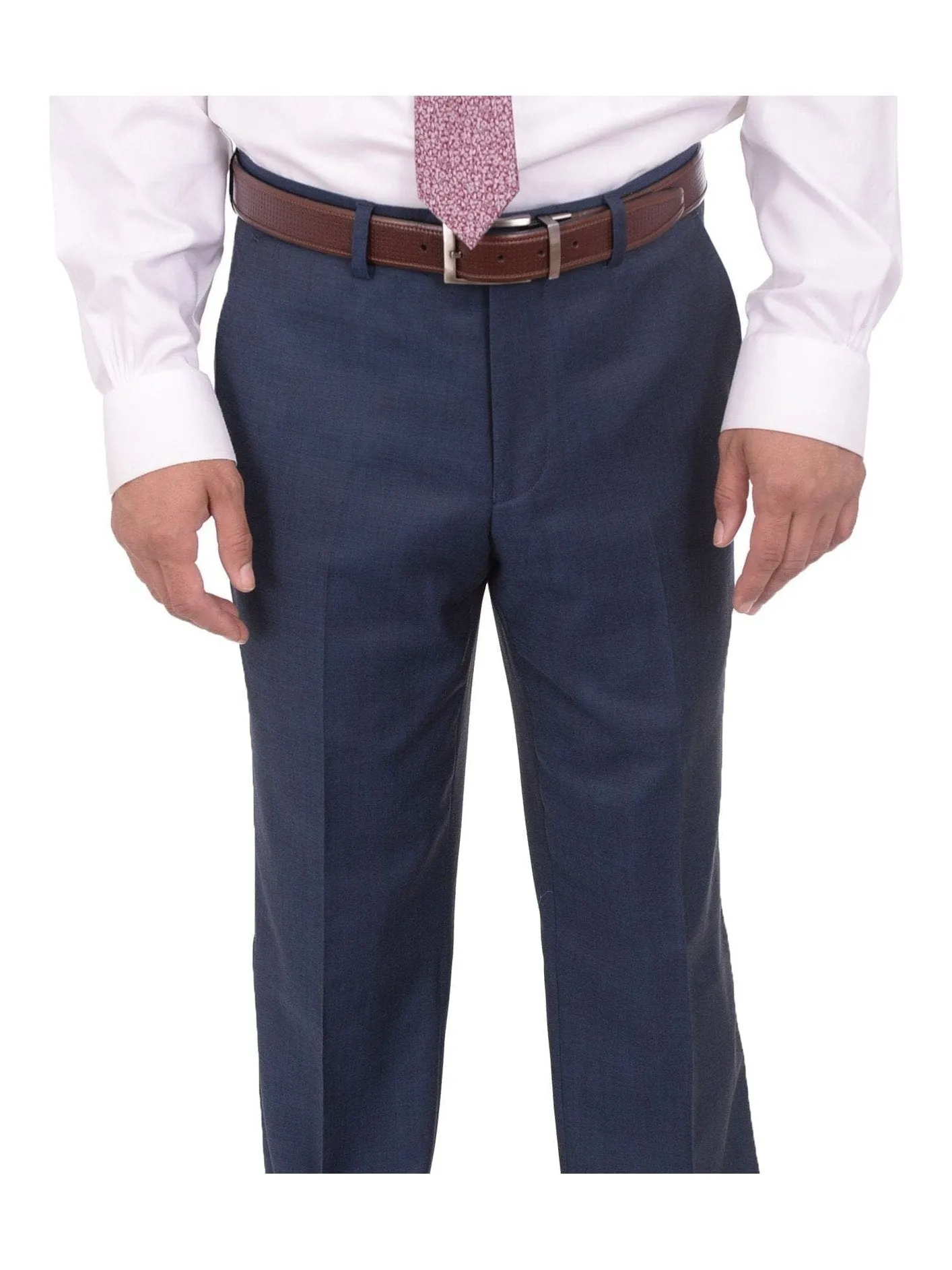 Ideal Slim Fit Solid Blue Two Button Wool Suit With Peak Lapels