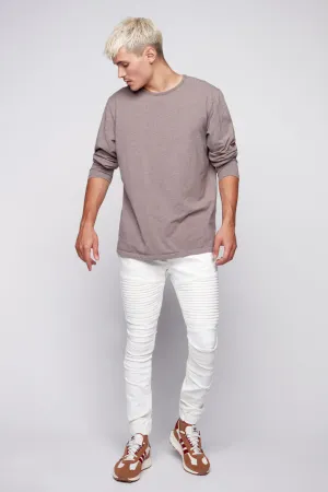 JACKSON - 5 Pocket Moto Pintuck Jogger - Off White