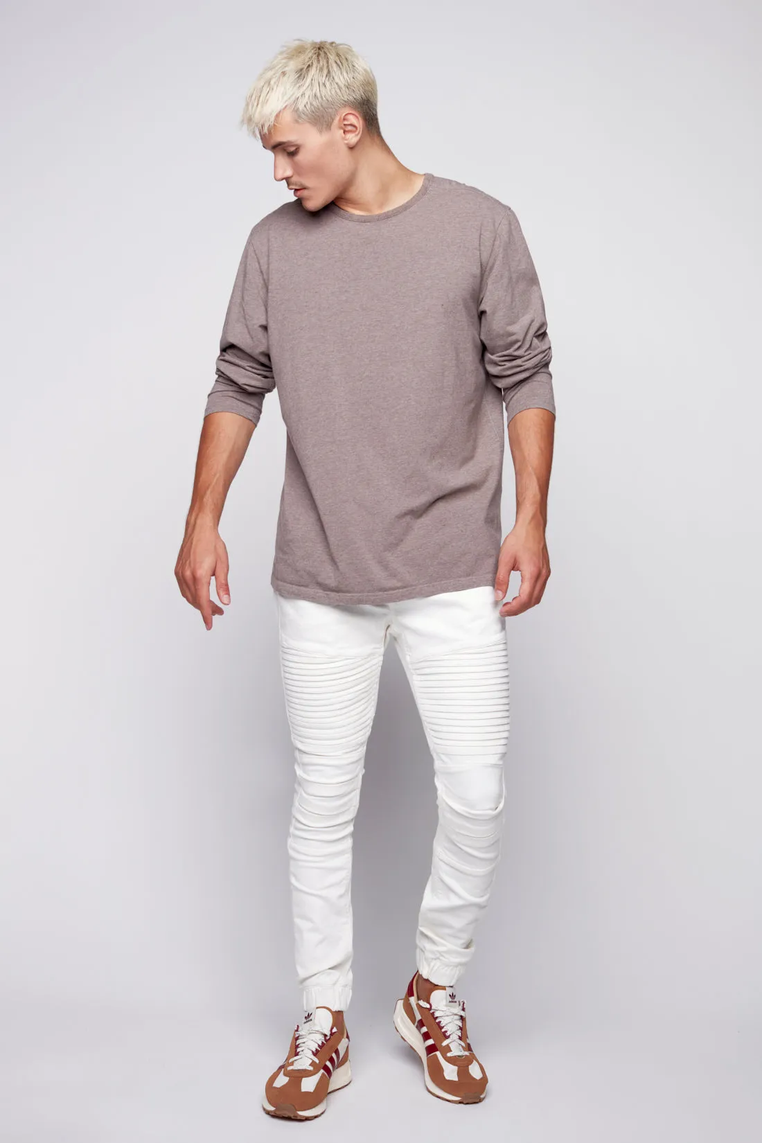 JACKSON - 5 Pocket Moto Pintuck Jogger - Off White