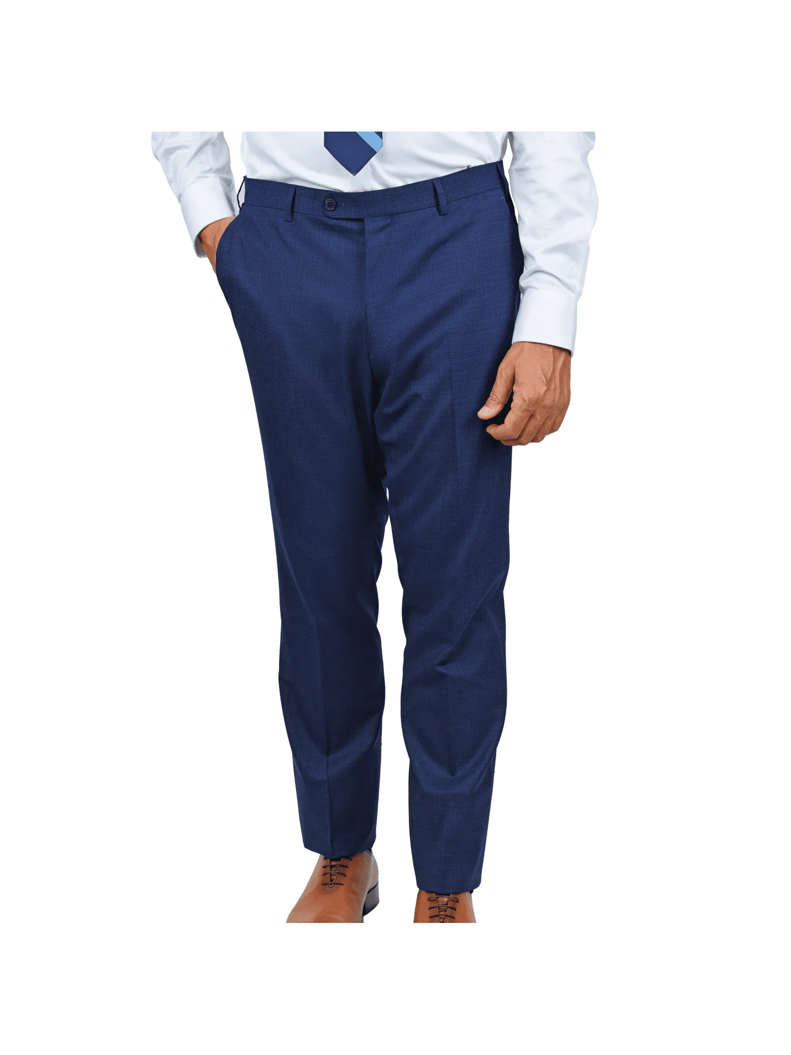 John Varvatos Mens Slim Fit Solid Blue Textured Two Button Wool Stretch Suit
