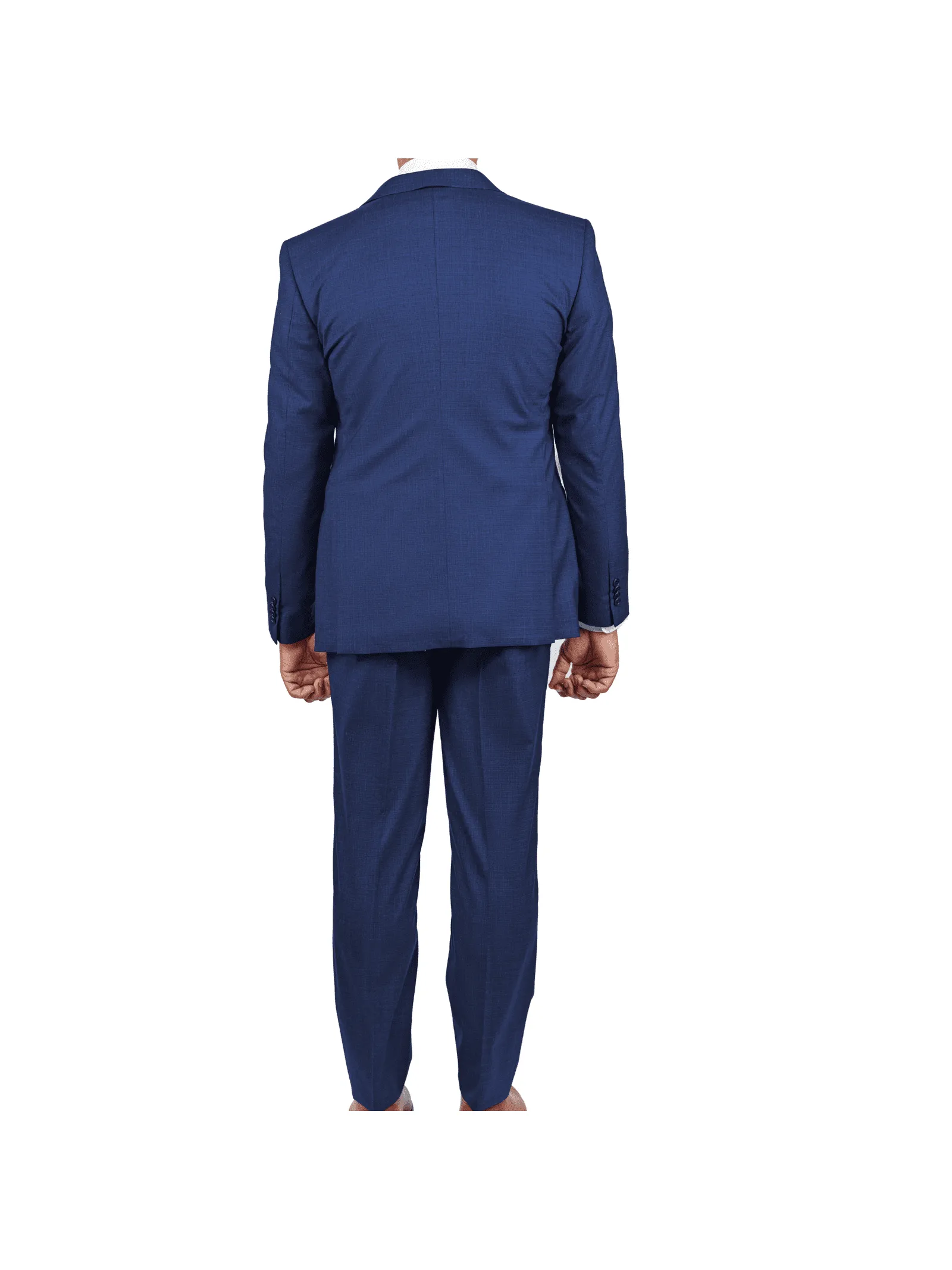 John Varvatos Mens Slim Fit Solid Blue Textured Two Button Wool Stretch Suit