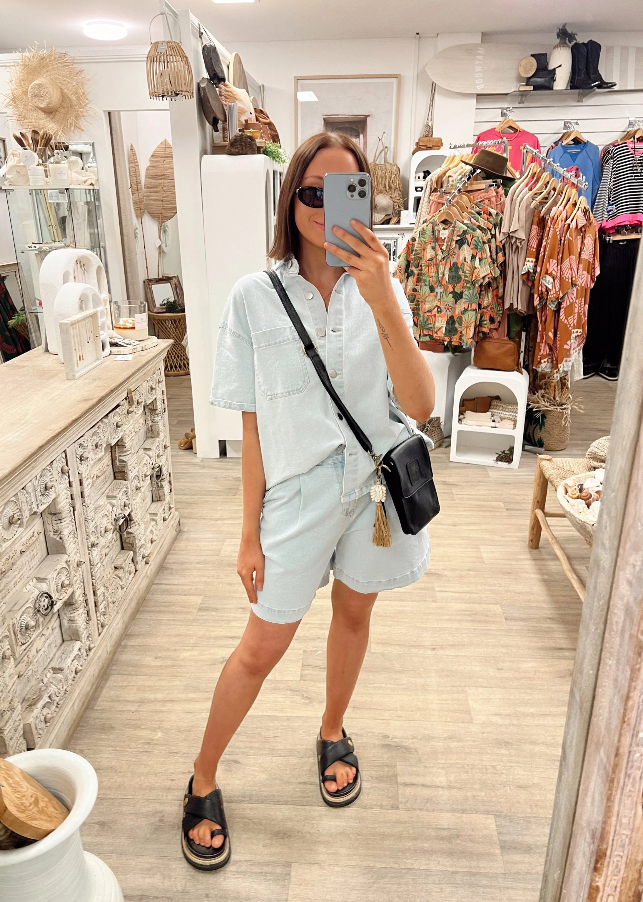 Katrina Boyfriend Shirt - Snow Denim Wash