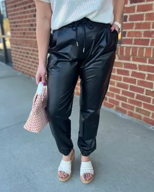 Kendall Faux Leather Jogger Pants in Black FINAL SALE