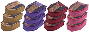 Kuber Industries 12 Piece Non Woven Blouse Cover with Front Transparent Window with Attached Pocket Set (Brown & Purple & Maroon & Pink)
