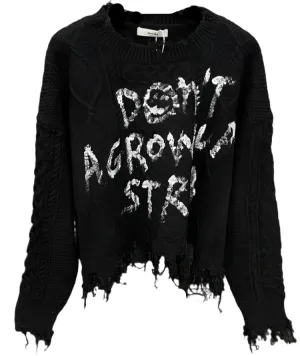 Letter Cable Knit Sweater