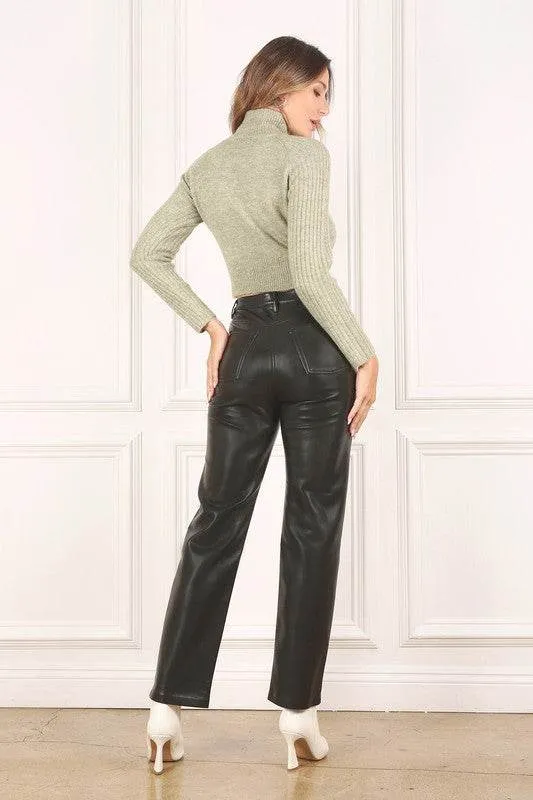 Lilou Crop Mock Neck Raglan Long Sleeves Stretch Sweater