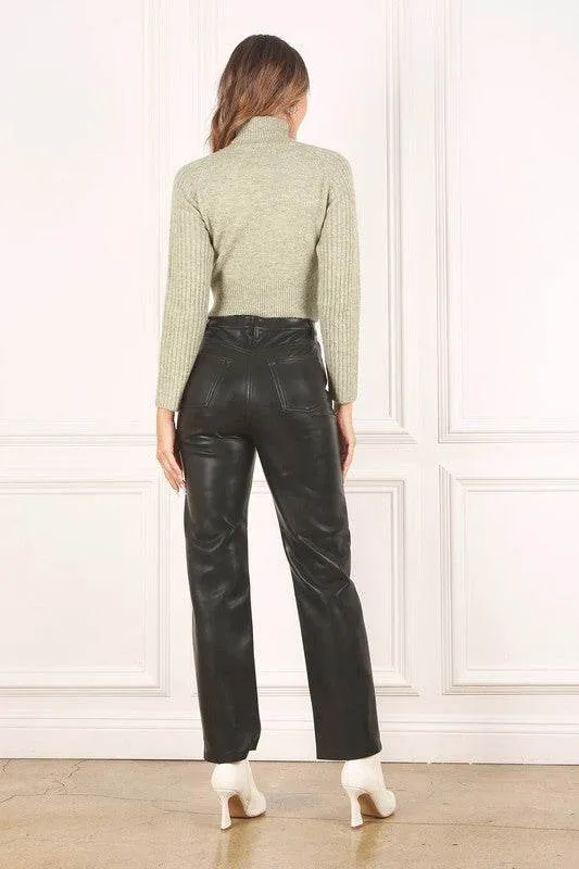 Lilou Crop Mock Neck Raglan Long Sleeves Stretch Sweater