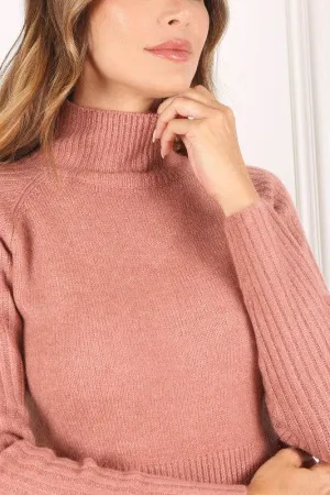 Lilou Crop Mock Neck Raglan Long Sleeves Stretch Sweater