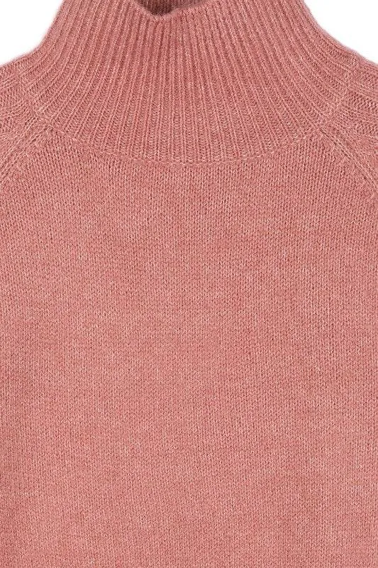 Lilou Crop Mock Neck Raglan Long Sleeves Stretch Sweater