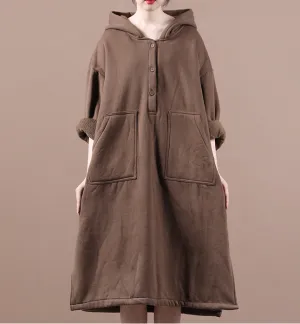 Loose Autumn Long Sleeve Women Dresses Hooded Casual Women Dress SSM97215