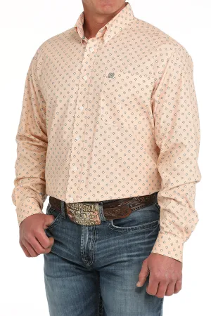 Men's Cinch MTW1105884 Orange Print Button Down Long Sleeve Shirt