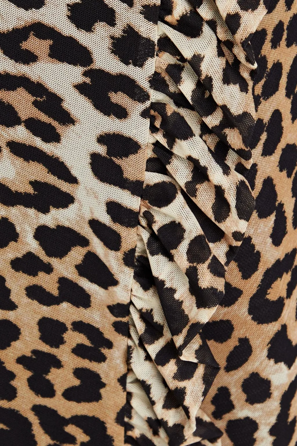 Midi wrap skirt with elastic mesh in leopard print and ruffles GANNI animal print