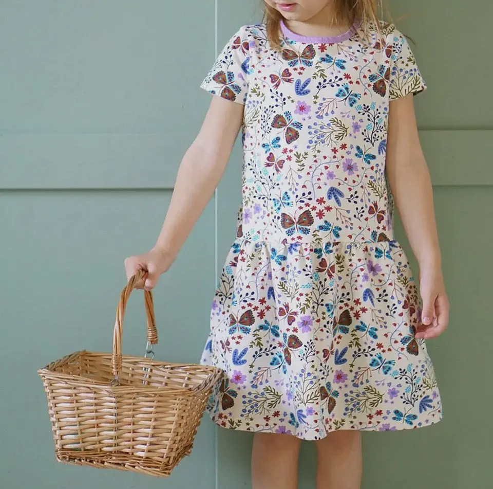 Mightly - Drop Waist Dress Botanical Floral - Organic Cotton