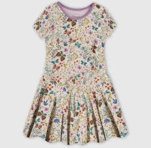 Mightly - Drop Waist Dress Botanical Floral - Organic Cotton