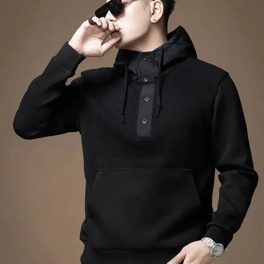 Modern Men Fashion Cotton Black Man Hoodies Solid  Aesthetic Y2K Vintage  High Quality