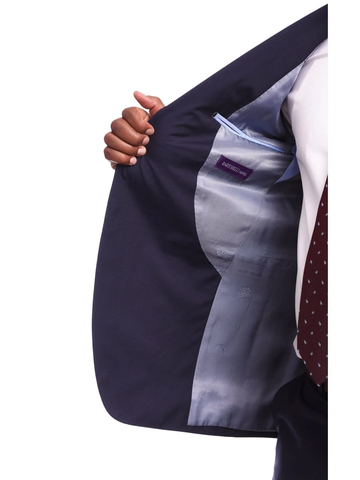 Napoli Slim Fit Solid Navy Blue Two Button Half Canvassed Guabello Wool Suit