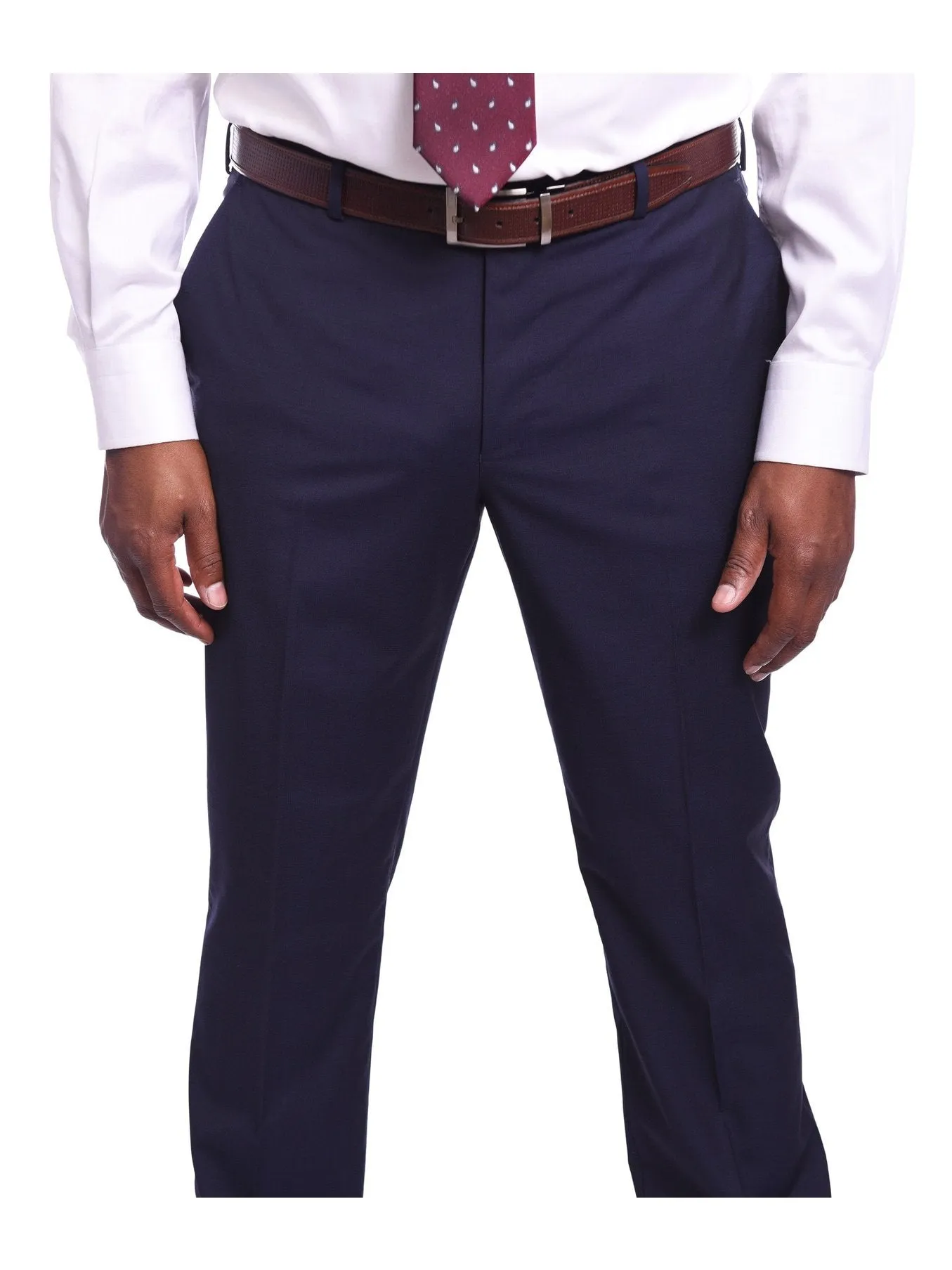 Napoli Slim Fit Solid Navy Blue Two Button Half Canvassed Guabello Wool Suit