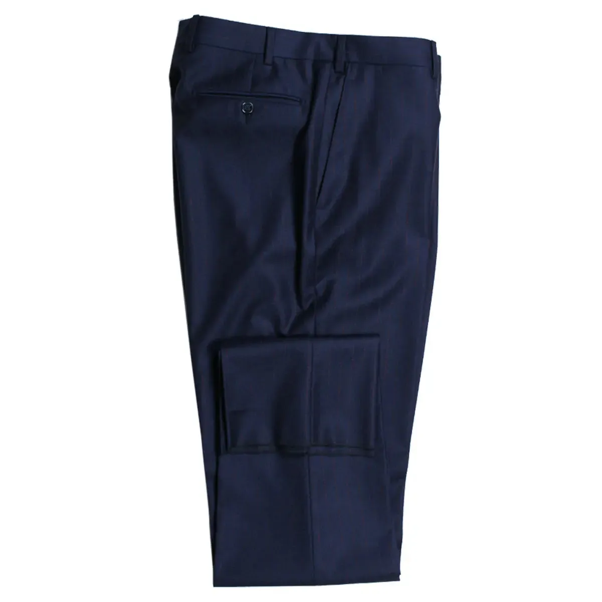 Navy & Red Pinstripe Flannel Virgin Wool Suit