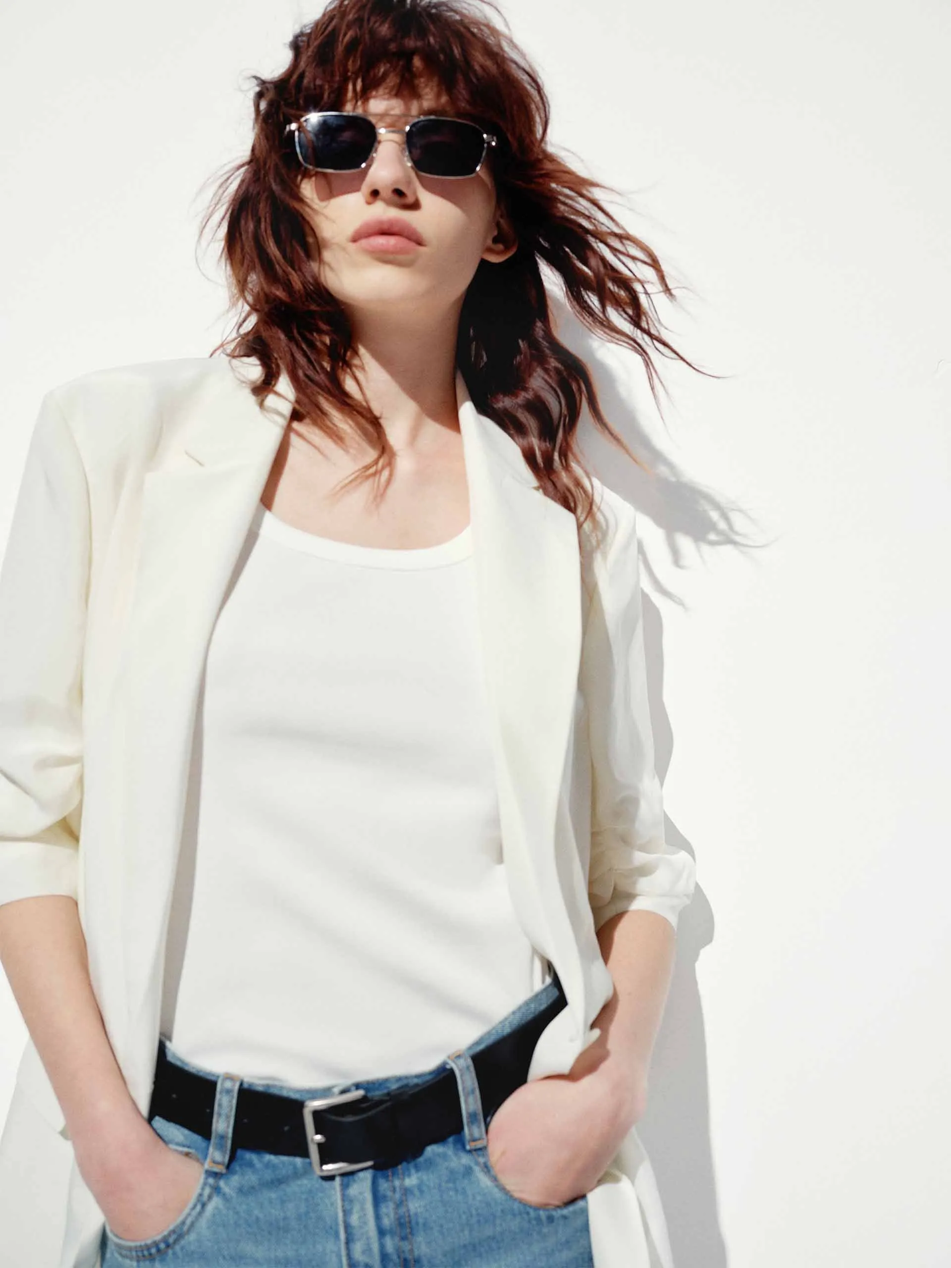 Padded Shoulders Relaxed Blazer