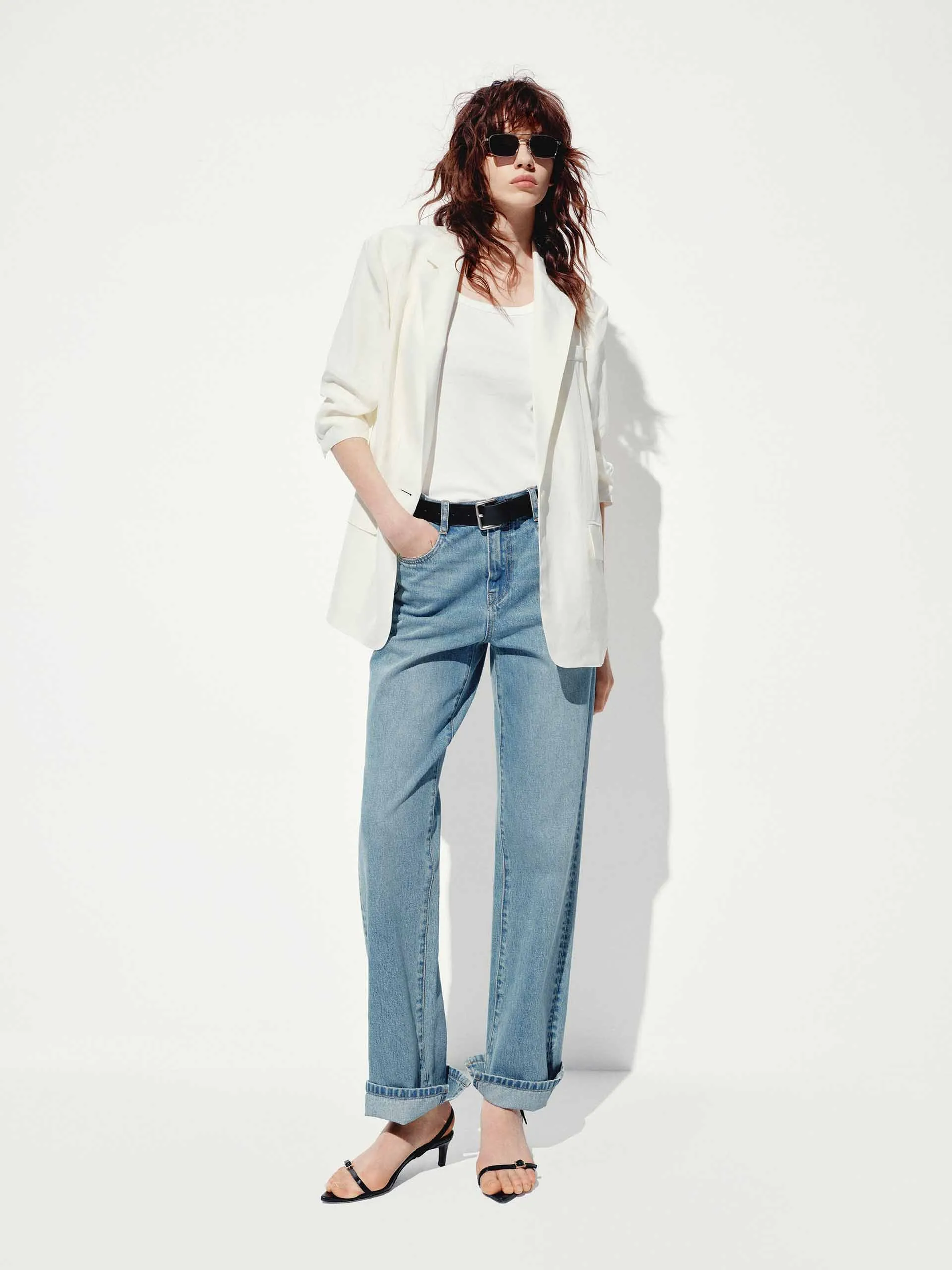 Padded Shoulders Relaxed Blazer