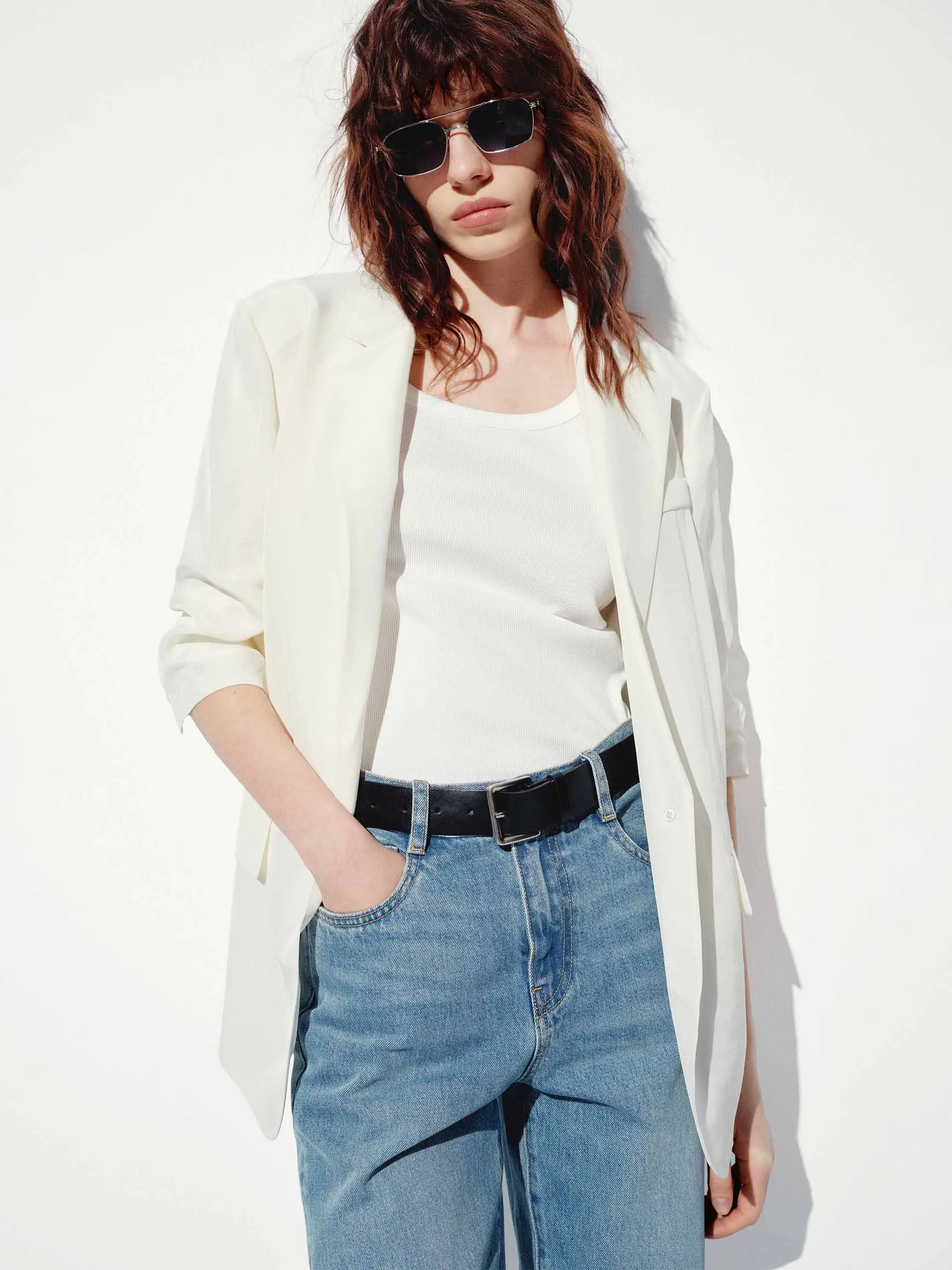 Padded Shoulders Relaxed Blazer
