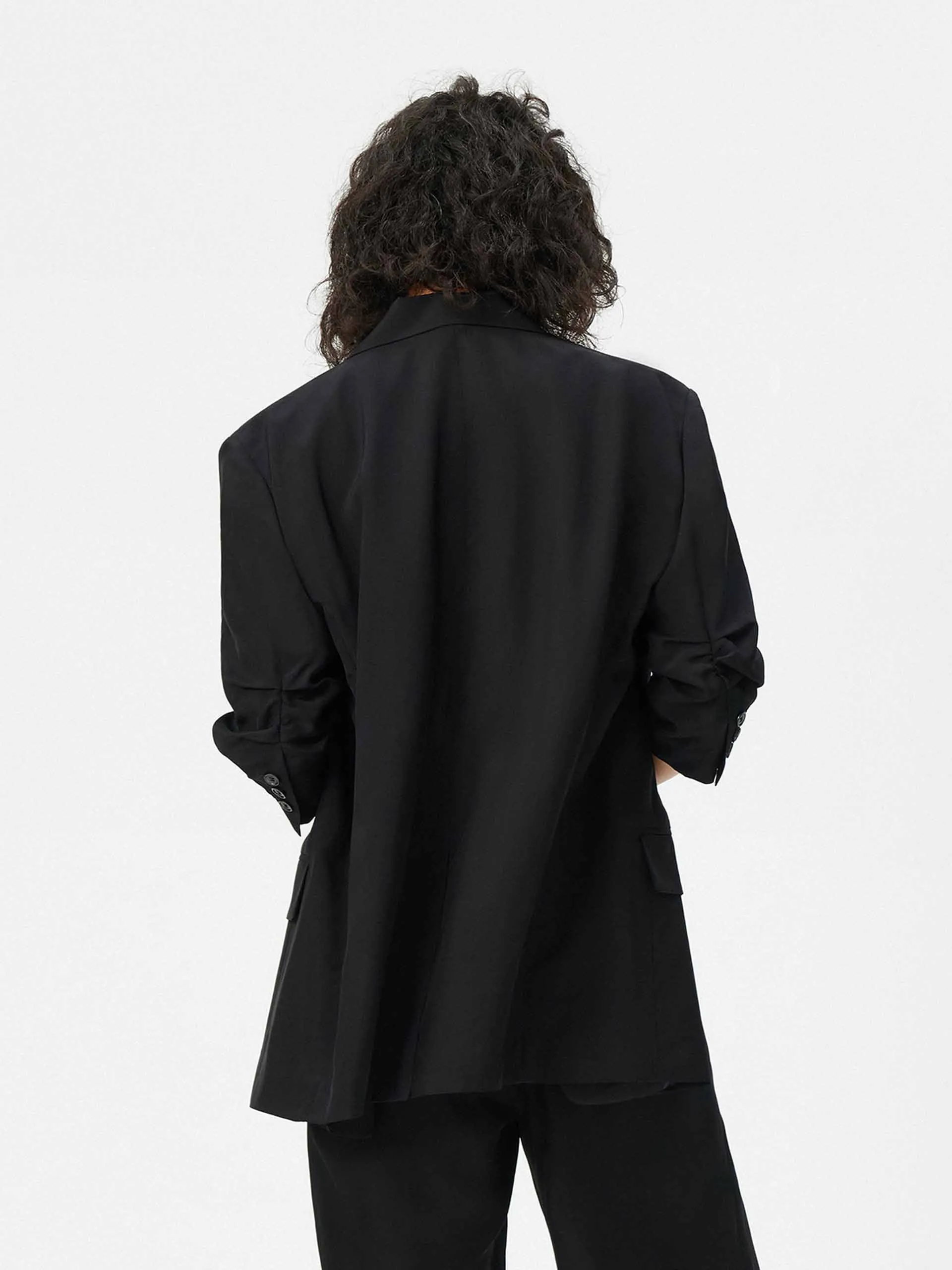 Padded Shoulders Relaxed Blazer
