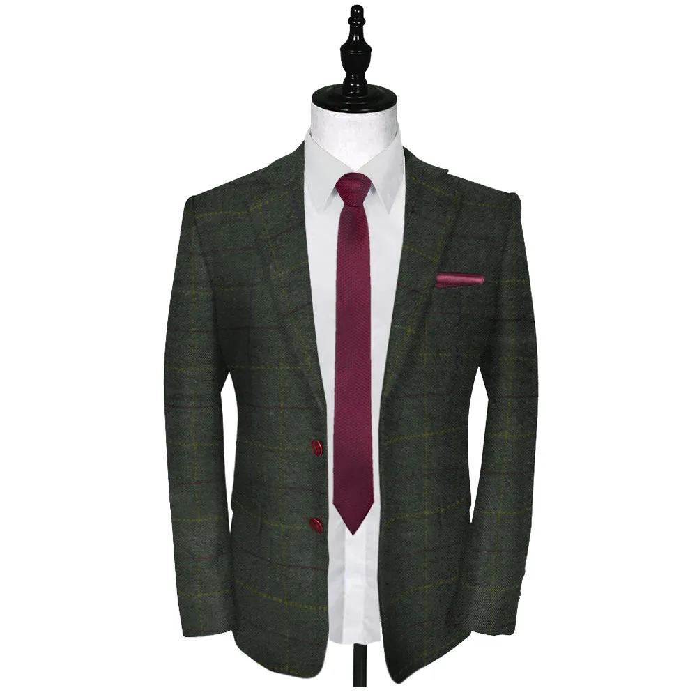 Peaky Green With Yellow & Red Windowpane Tweed 2 Piece Suit