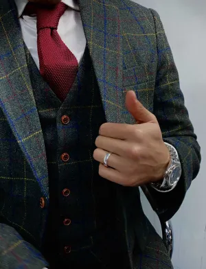 Peaky Green With Yellow & Red Windowpane Tweed 2 Piece Suit