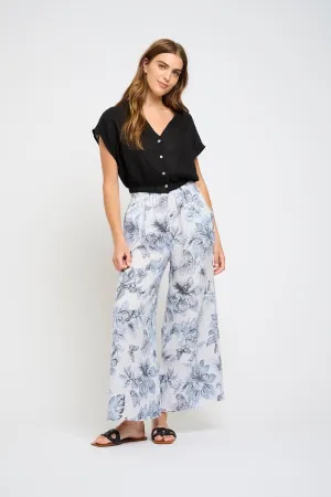 Pistache Elastic Bottom Linen Top - Black