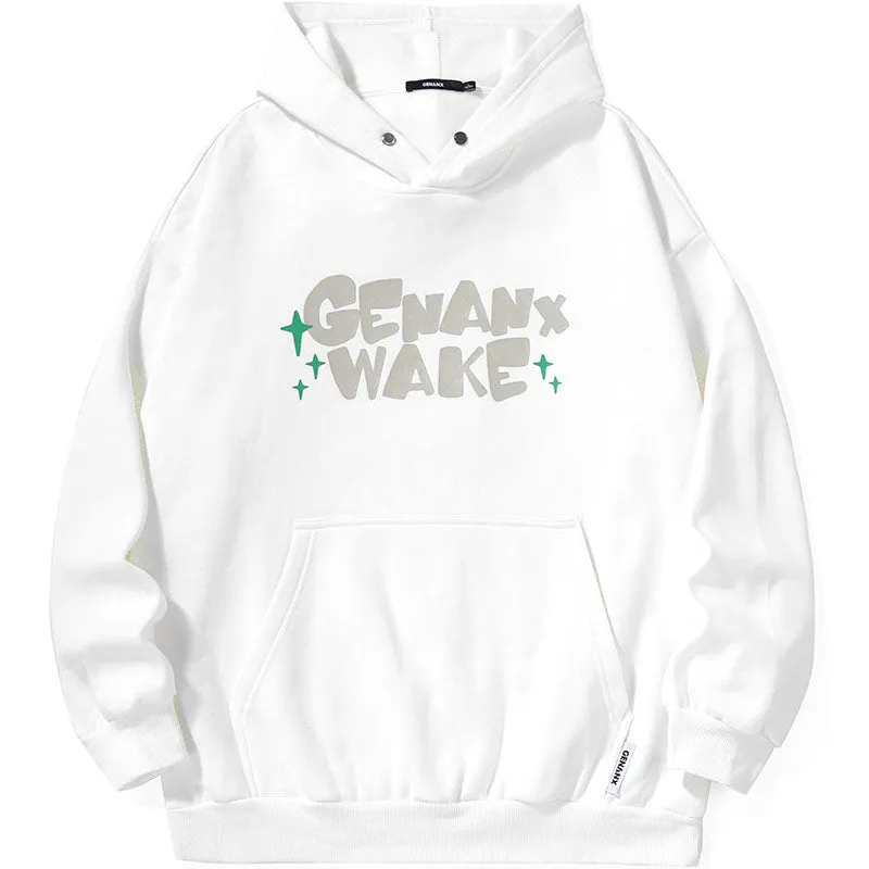Plain Checkerboard Cartoon Letter Print Hoodies