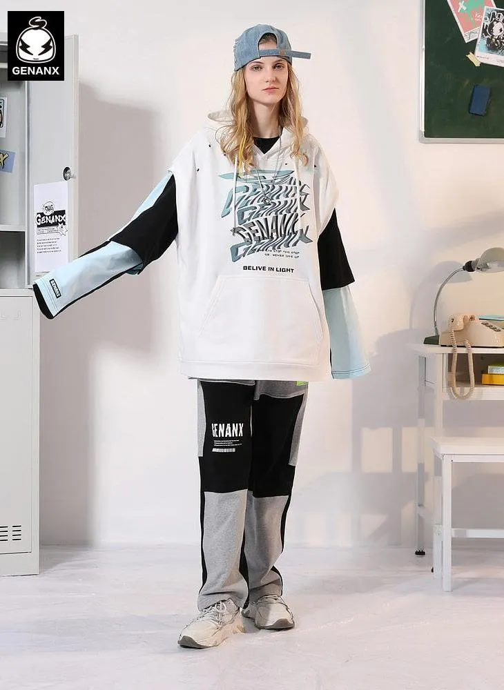 Plain Graffiti Print Kangaroo Pocket Sleeveless Hoodies