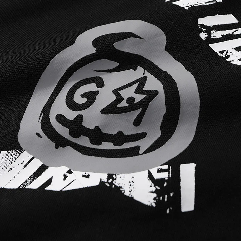 Plain Graffiti Print Kangaroo Pocket Sleeveless Hoodies