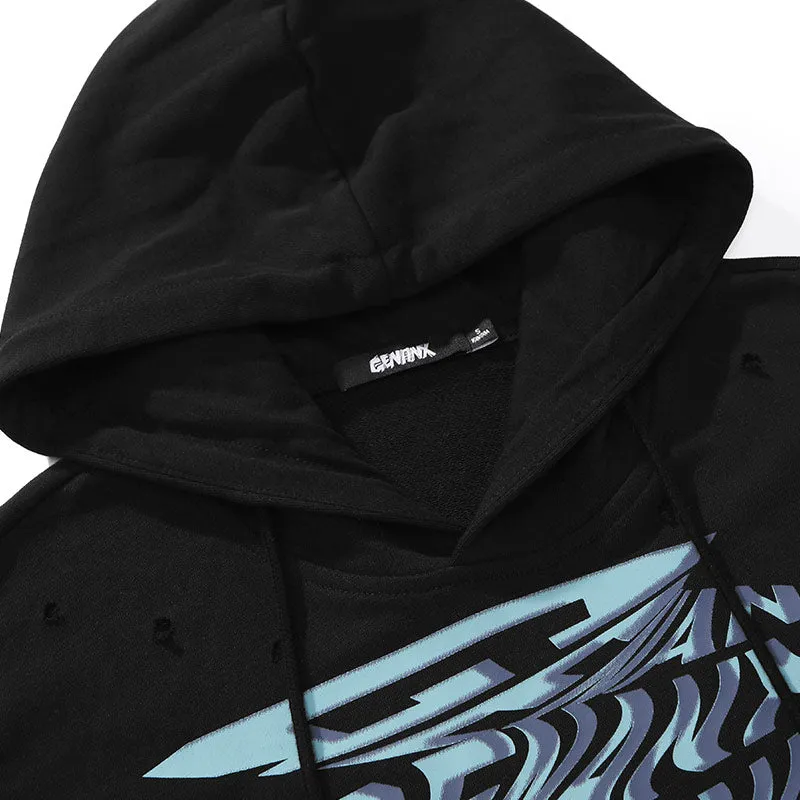Plain Graffiti Print Kangaroo Pocket Sleeveless Hoodies