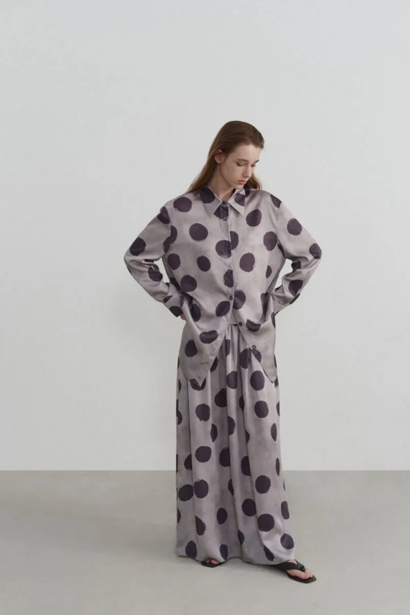 Polka Dot Print Long Sleeve Shirt