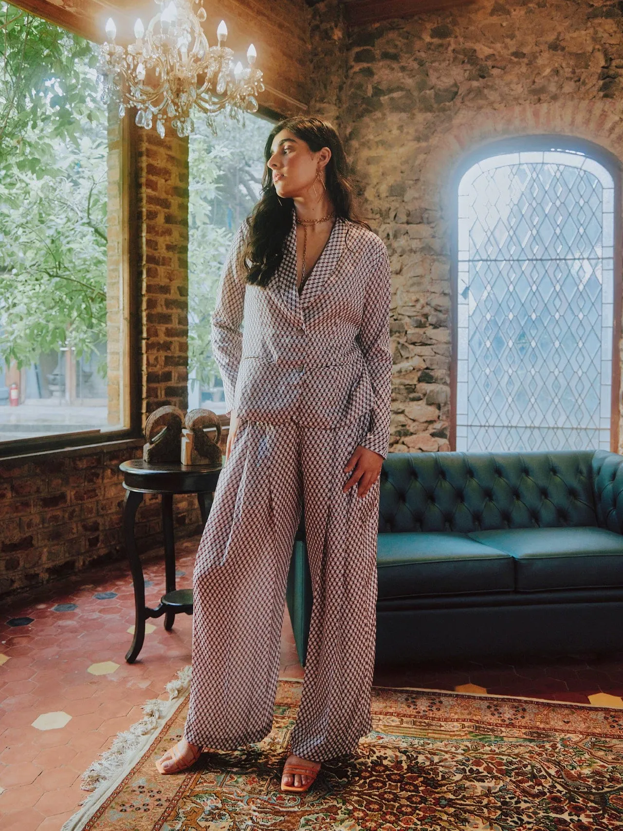 Printed Satin Jacket   Printed Satin Trousers