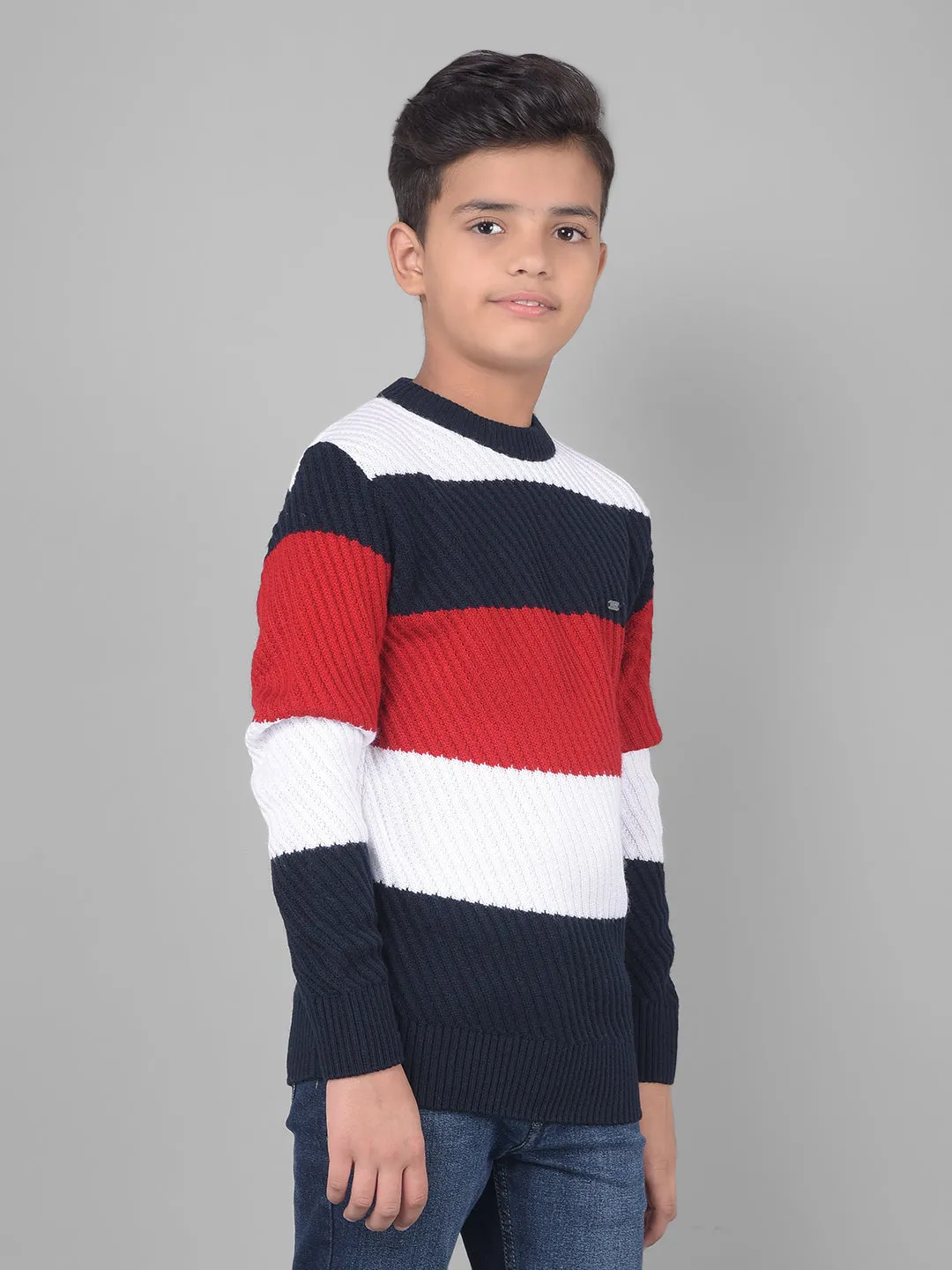 Red Colourblocked Sweater