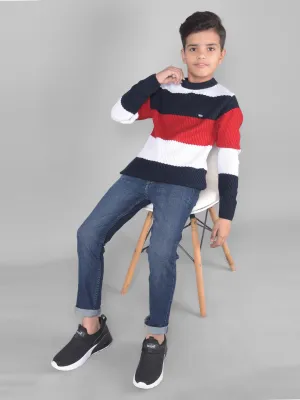 Red Colourblocked Sweater
