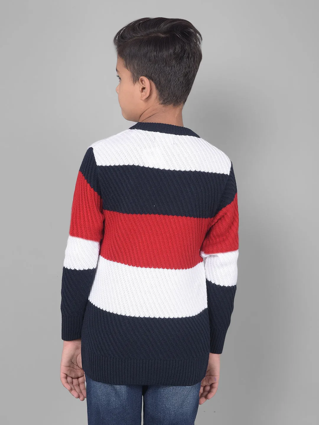Red Colourblocked Sweater