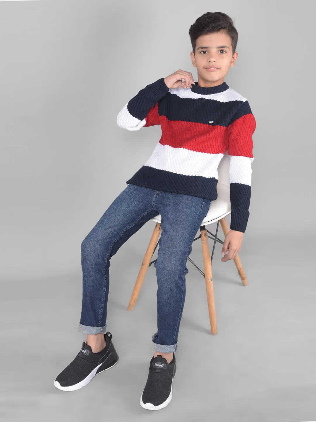 Red Colourblocked Sweater